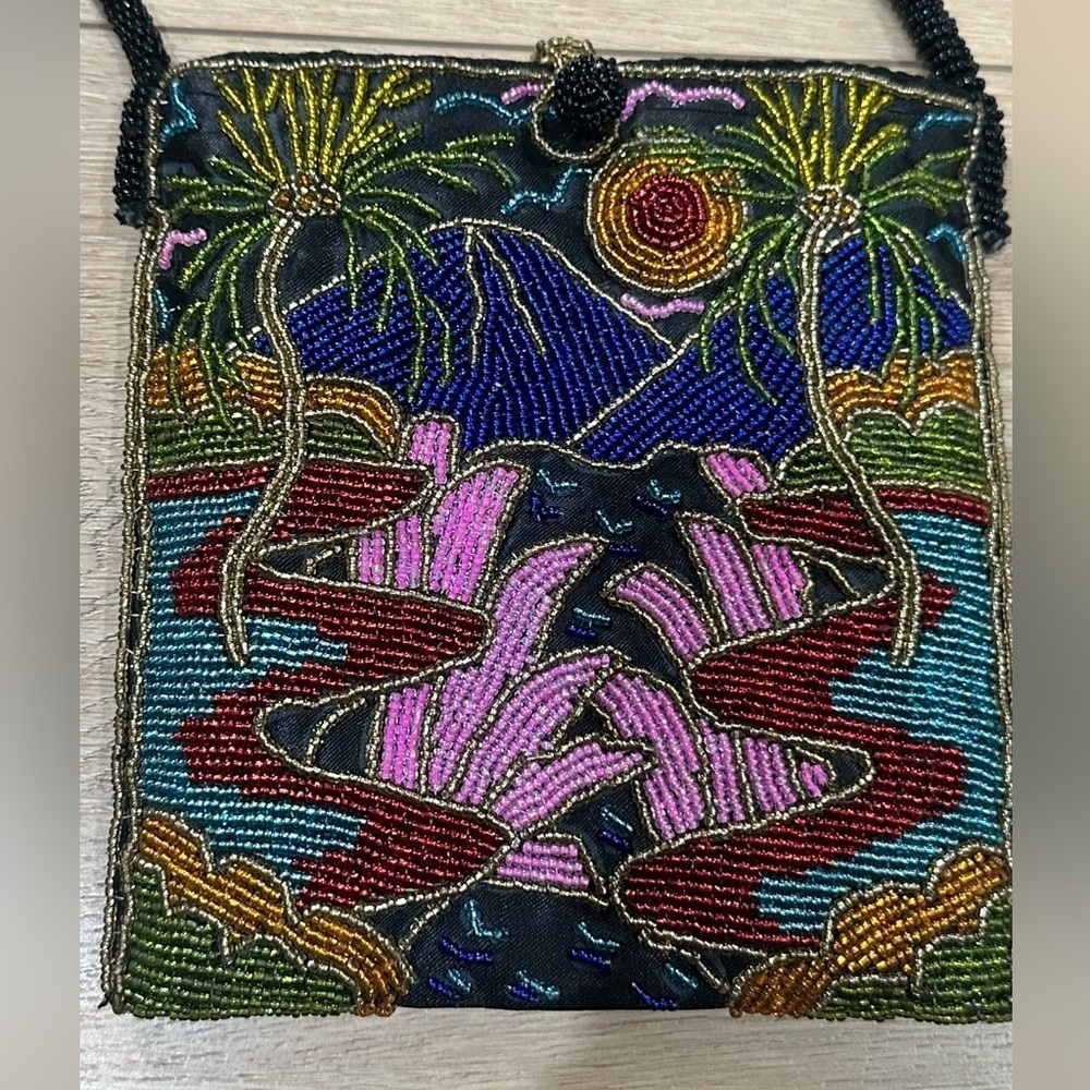 Vintage Beaded Crossbody Bag Floral Embroidered Boho Festival Purse Small